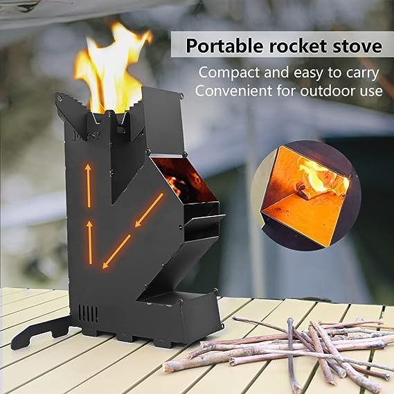 Rocket Stove Rocket Stove for Cooking Portable Wood Burning Stove Mini Wood Stove Wood Fire Camping Stove for Cooking backyard cooking Camping grill outdoor events BBQ Comes with storage bag