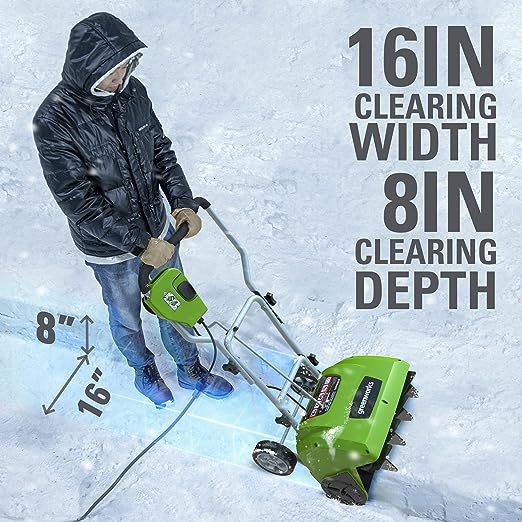 Greenworks 10 Amp 16-Inch Corded Electric Snow Blower, 26022